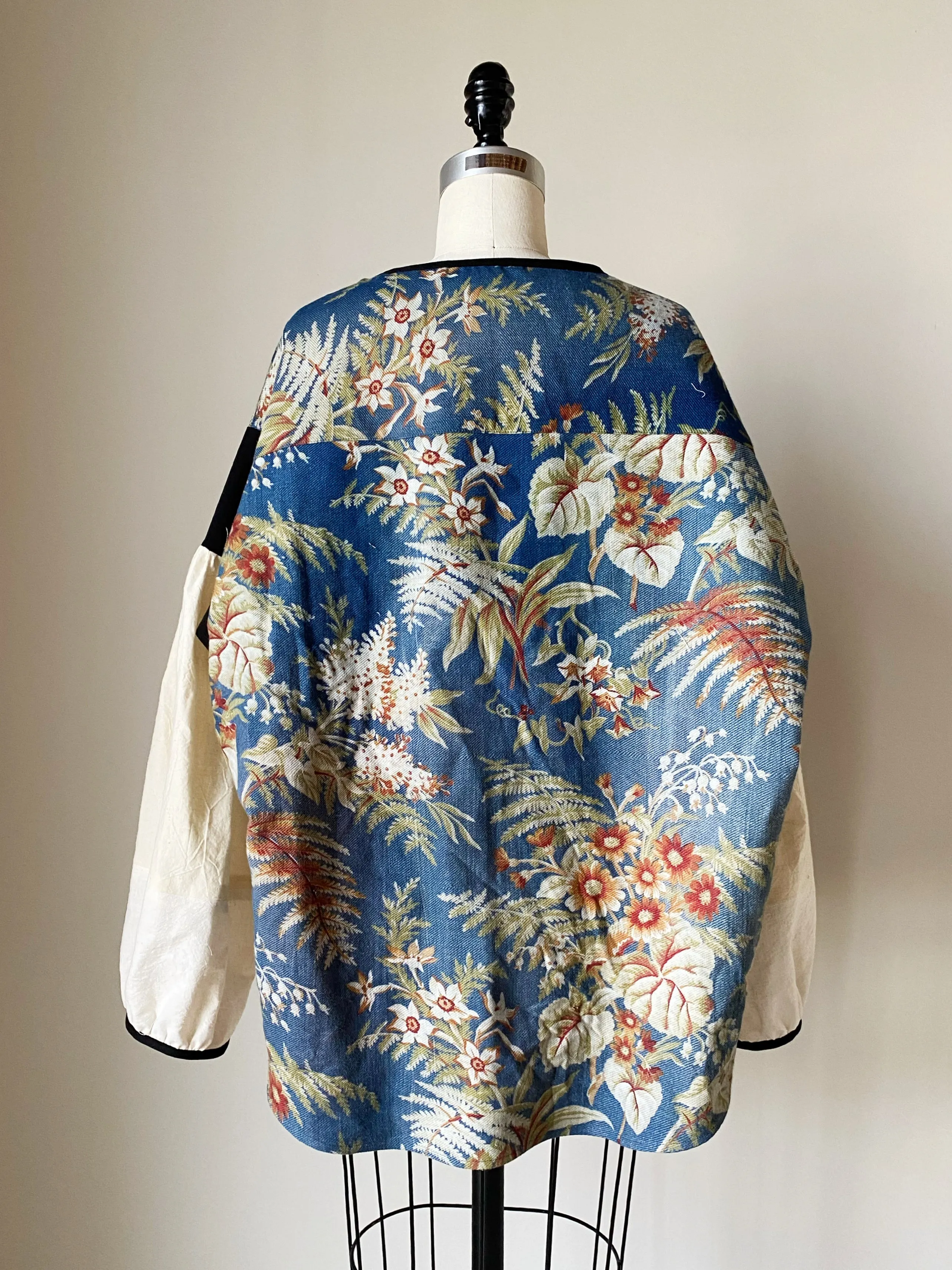 19th century floral with blue background