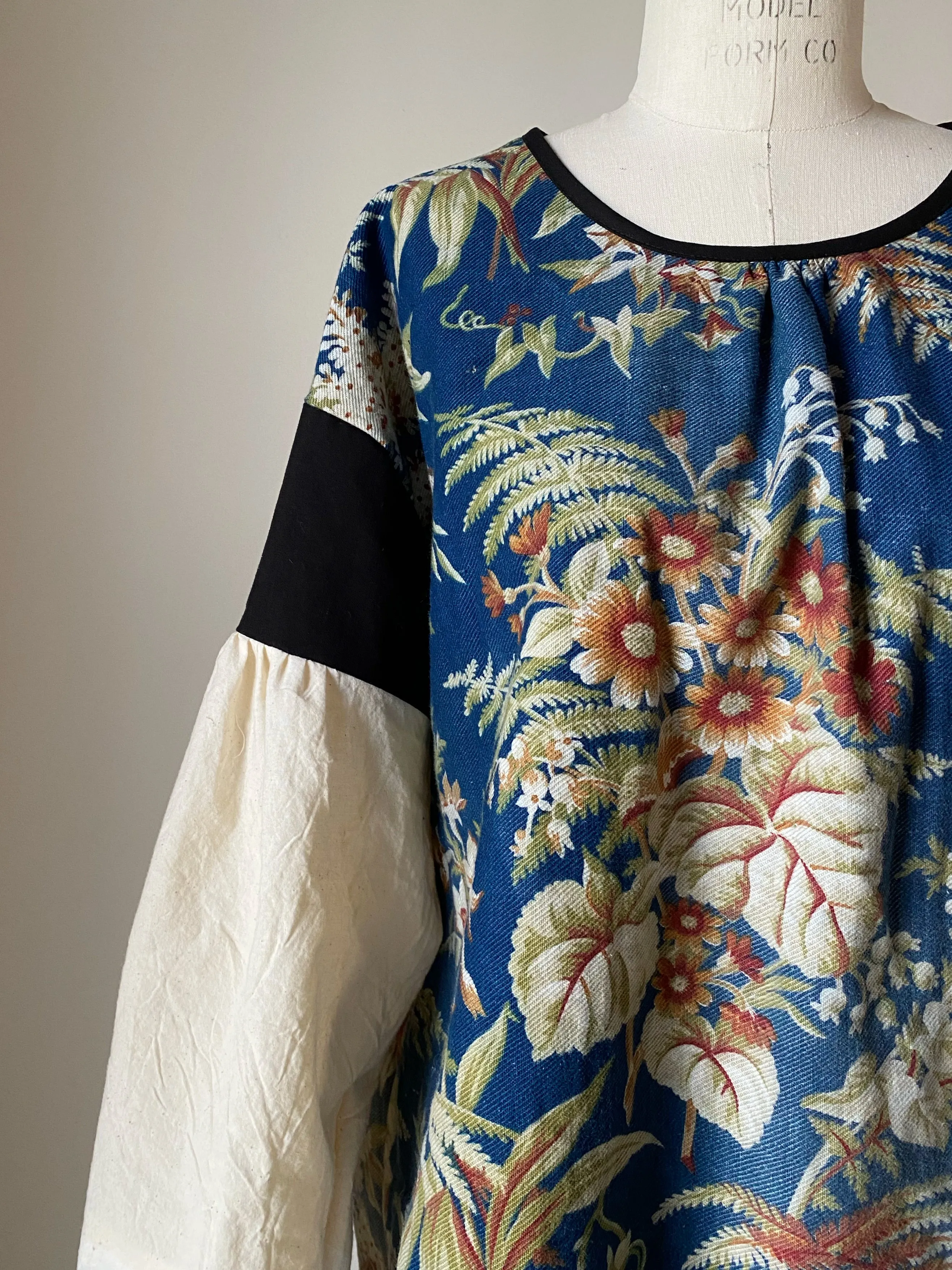 19th century floral with blue background