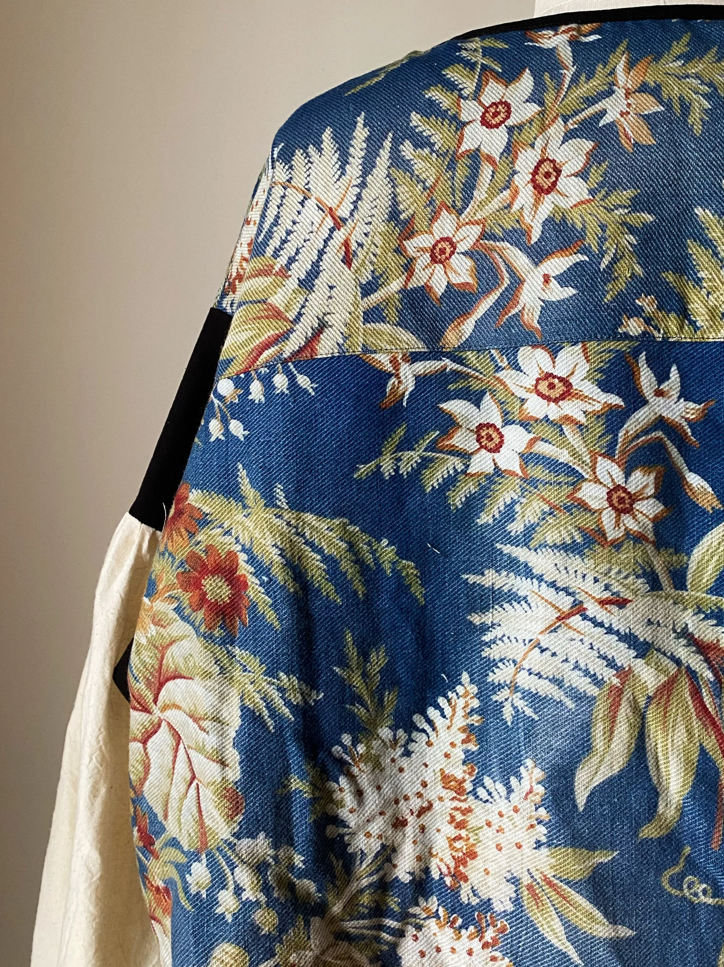 19th century floral with blue background