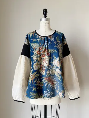 19th century floral with blue background
