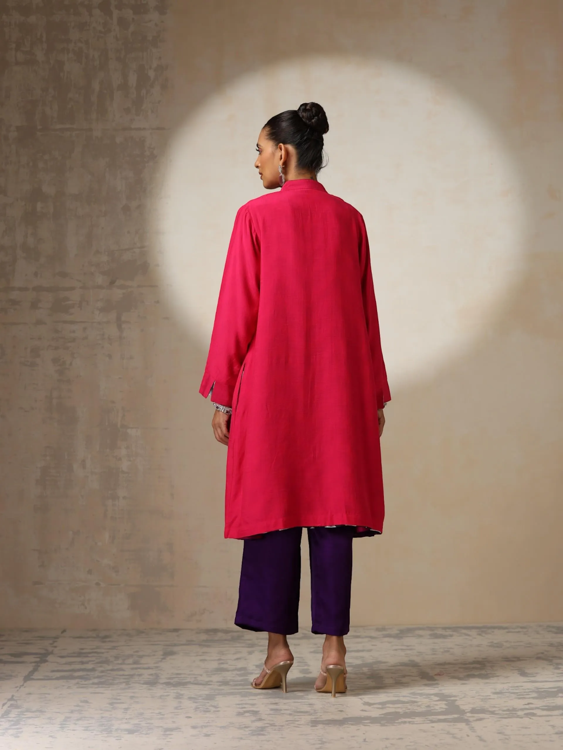 2 pc SET - Purple Silk Blend A line Top and Bottom with Pocket