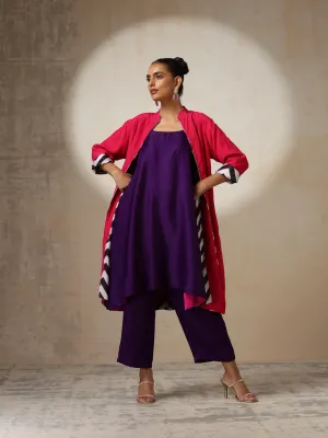 2 pc SET - Purple Silk Blend A line Top and Bottom with Pocket
