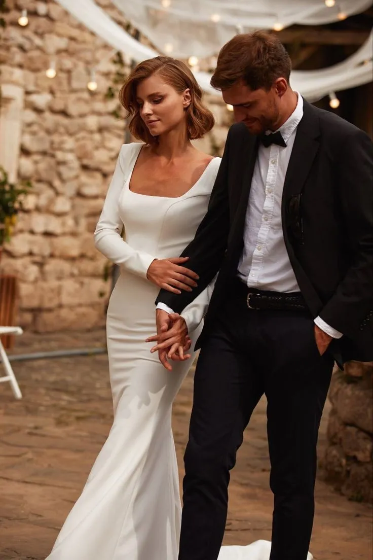 2021 Mermaid Wedding Dresses with Long Sleeves