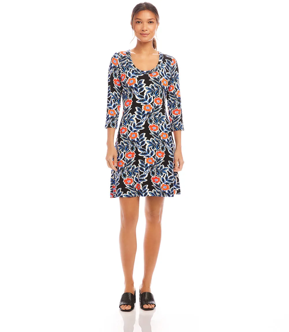 3/4 Sleeve A-Line Dress