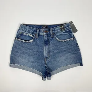 Abercrombie &amp; Fitch Natural Rise Distressed Denim‎ Shorts 28