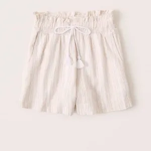 Abercrombie and Fitch tan and white stripe linen blend shorts size small
