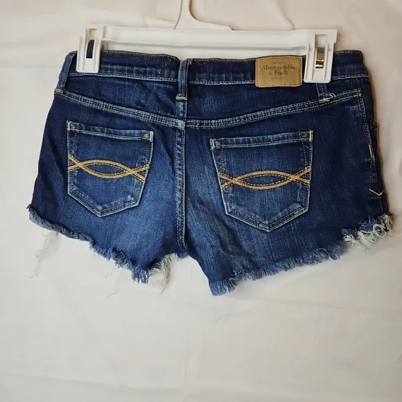 Abercrombie Fitch Distressed High Rise Y2K Micro Mini Shorts Cut Off Denim Size0