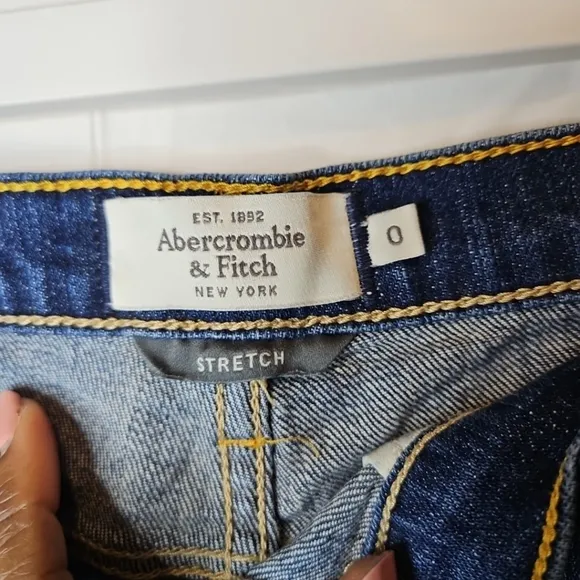 Abercrombie Fitch Distressed High Rise Y2K Micro Mini Shorts Cut Off Denim Size0