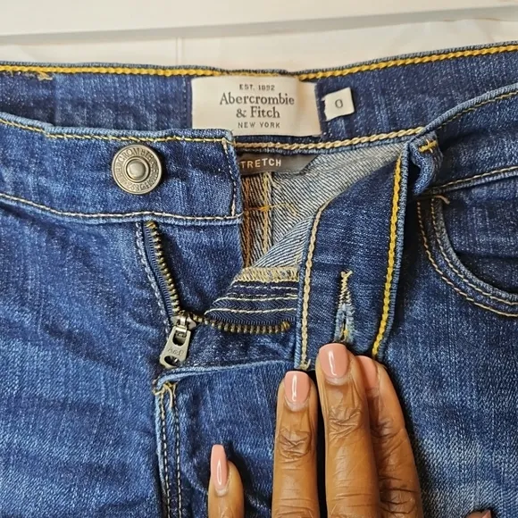Abercrombie Fitch Distressed High Rise Y2K Micro Mini Shorts Cut Off Denim Size0