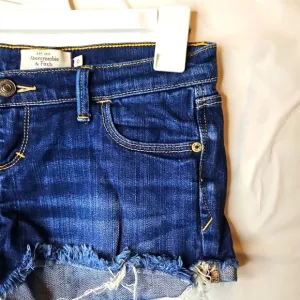 Abercrombie Fitch Distressed High Rise Y2K Micro Mini Shorts Cut Off Denim Size0