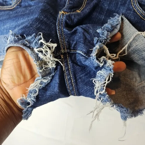 Abercrombie Fitch Distressed High Rise Y2K Micro Mini Shorts Cut Off Denim Size0