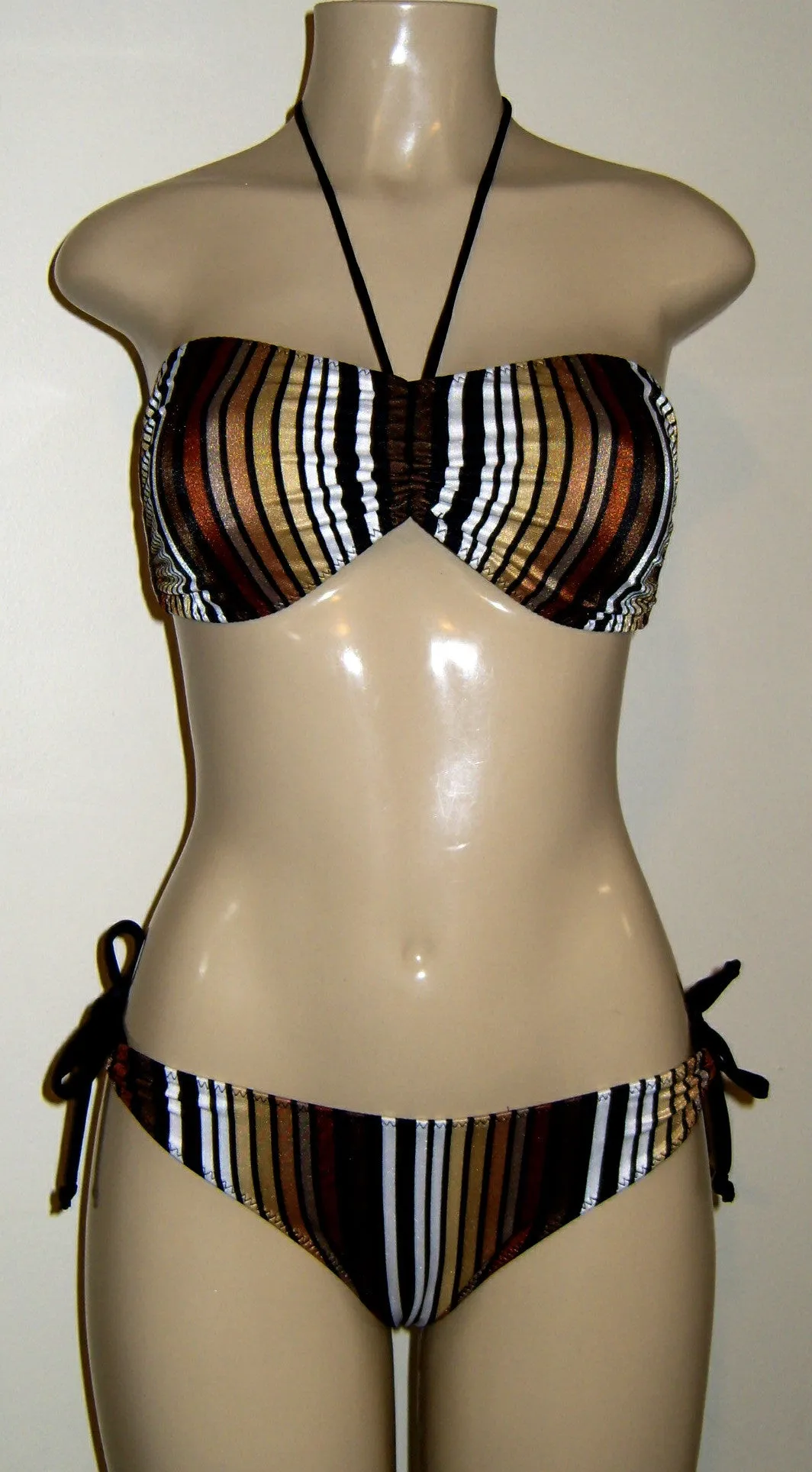 Adjustable Tube Bikini Top with Keyhole Tie Sides Swimwear Bottom