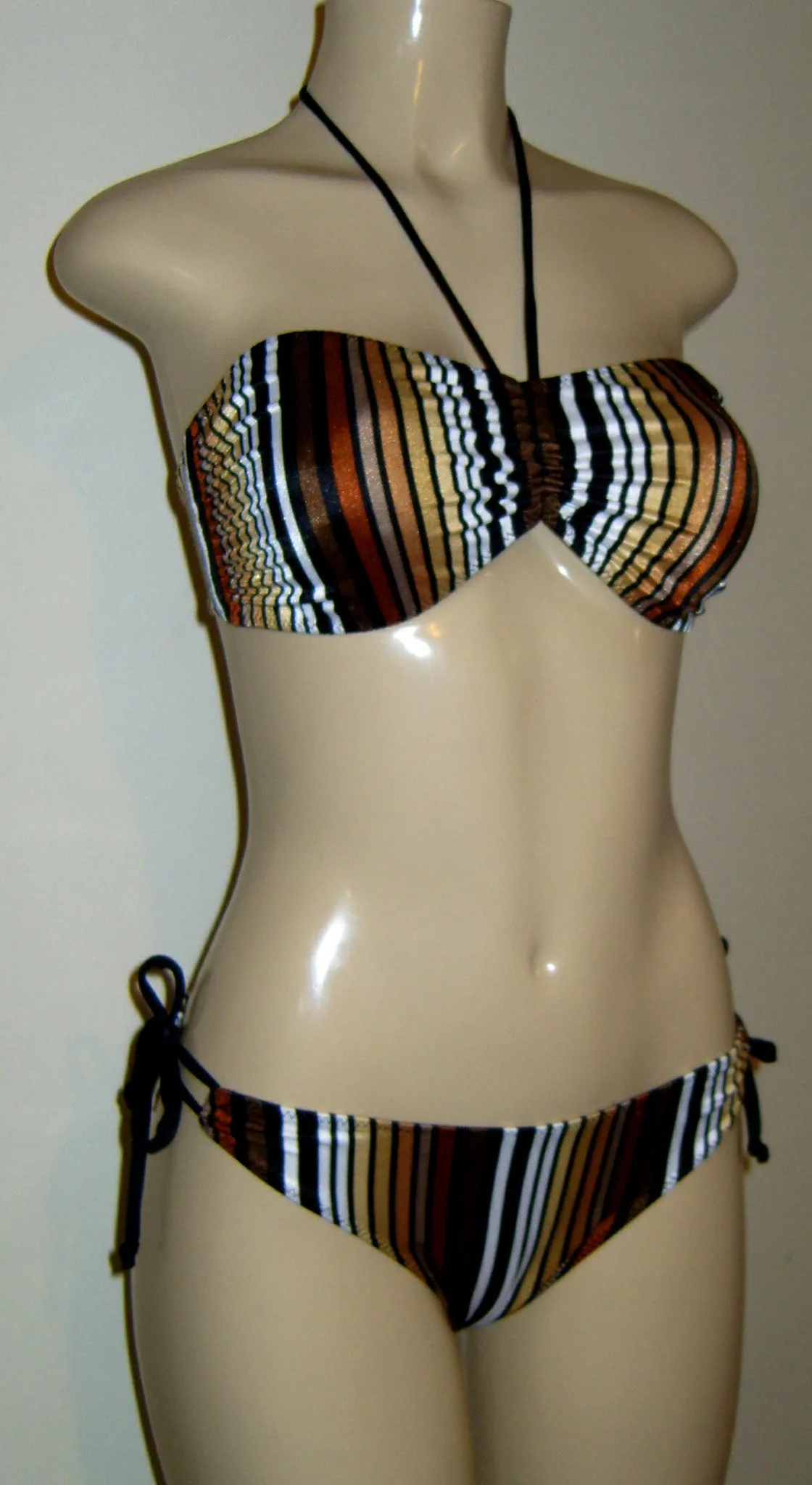 Adjustable Tube Bikini Top with Keyhole Tie Sides Swimwear Bottom