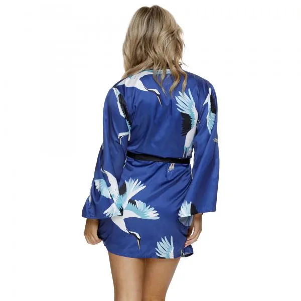 Adrienne Printed Kimono - Cranes -
