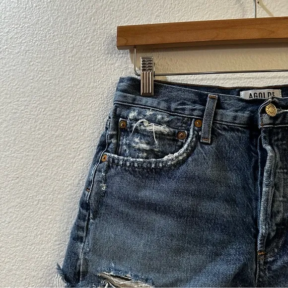 Agolde Parker Distressed Denim Cut Off Shorts Size 26