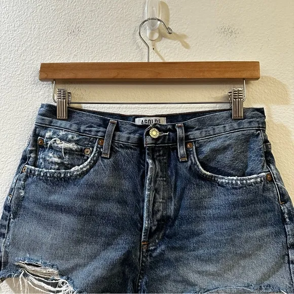 Agolde Parker Distressed Denim Cut Off Shorts Size 26