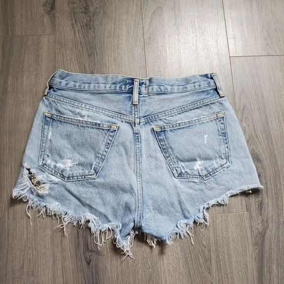 Agolde Shorts 27 Denim Parker Vintage Cutoff Swapmeet Button Fly Light Wash High