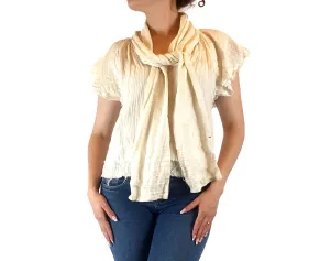Aje cream silk-linen mix short sleeve top with beautiful front drape size 10