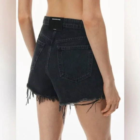 Alexander Wang Bite High Rise Shorts charcoal Black Denim size 25 casual jeans