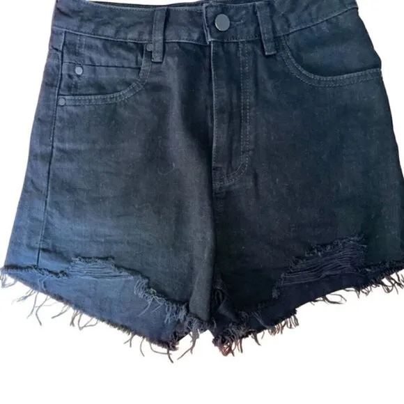 Alexander Wang Bite High Rise Shorts charcoal Black Denim size 25 casual jeans