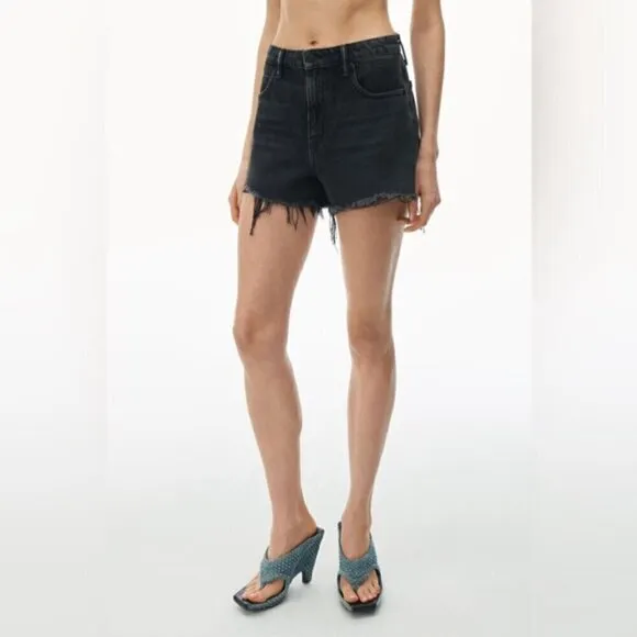 Alexander Wang Bite High Rise Shorts charcoal Black Denim size 25 casual jeans