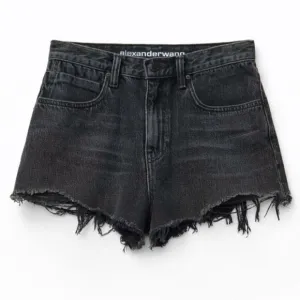 Alexander Wang Bite High Rise Shorts charcoal Black Denim size 25 casual jeans