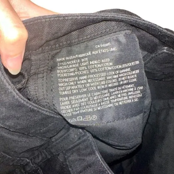 Alexander Wang Bite High Rise Shorts charcoal Black Denim size 25 casual jeans