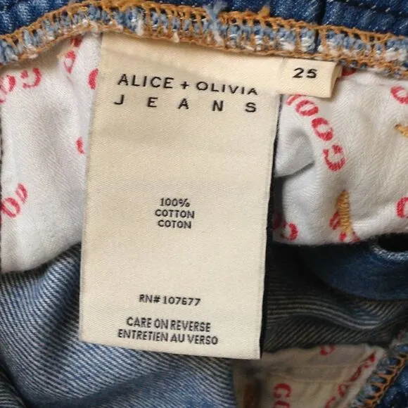 Alice   Olivia Denim Jean Shorts Paper Bag Waist and Tie Belt 25