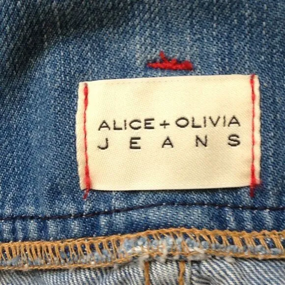 Alice   Olivia Denim Jean Shorts Paper Bag Waist and Tie Belt 25