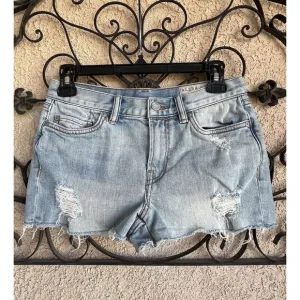 All Saints Hot Pant Fit Denim Cut Off Shorts - Size 27 - Light Wash Blue
