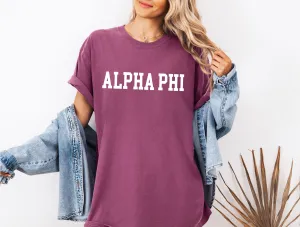 Alpha Phi Heavyweight Short Sleeve T-shirt - Comfort Colors Sorority Tee