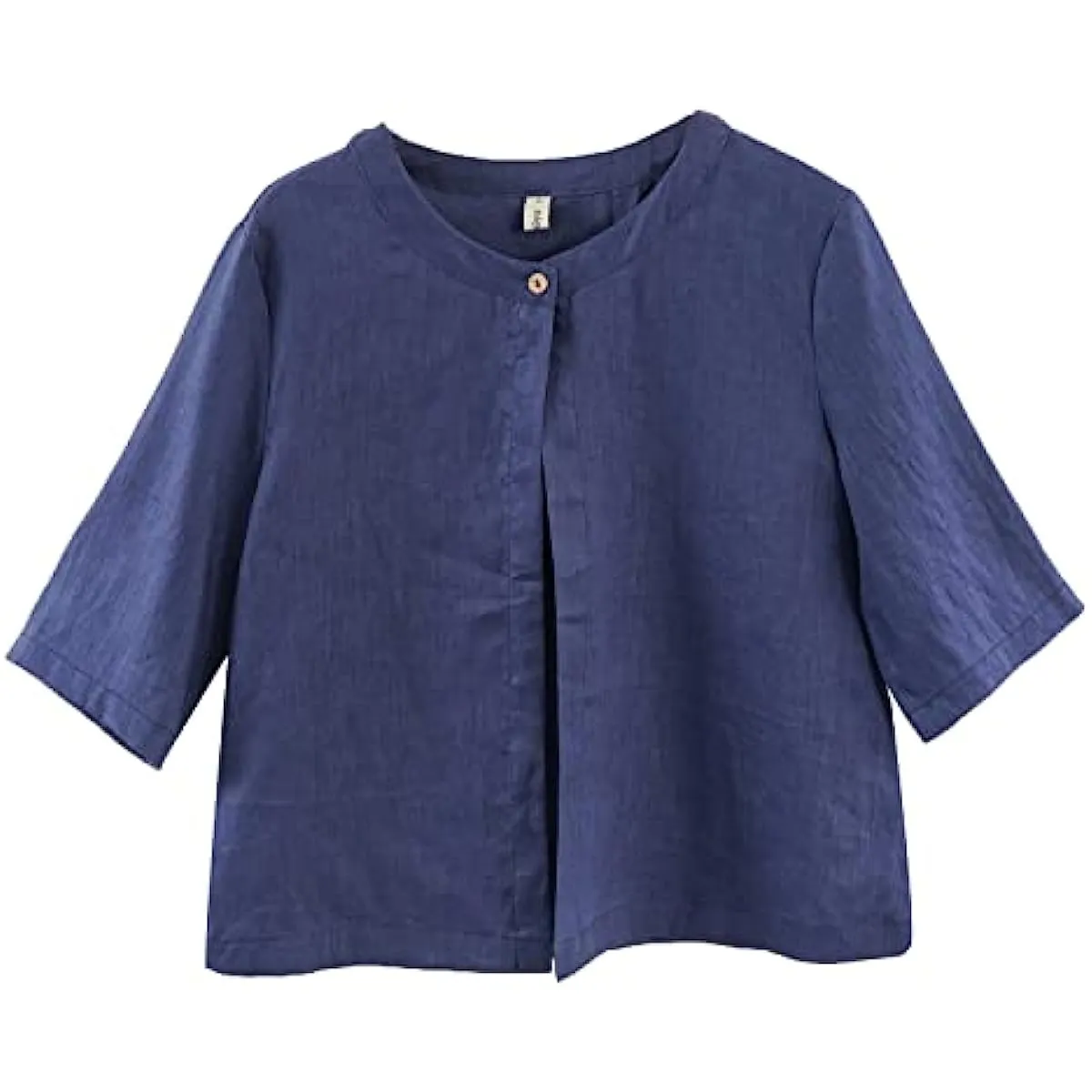 Amazhiyu Pure Linen Open Front Cropped Cardigan