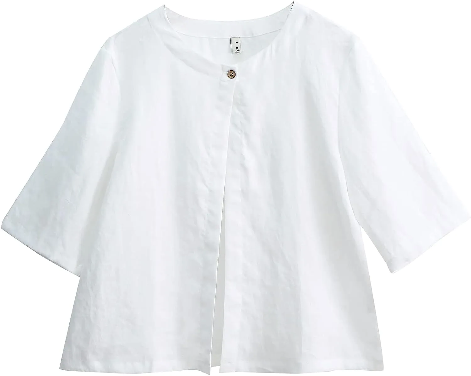 Amazhiyu Pure Linen Open Front Cropped Cardigan