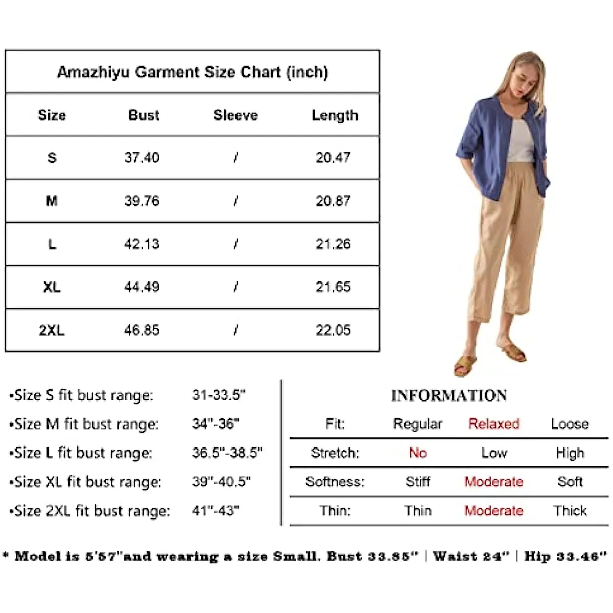 Amazhiyu Pure Linen Open Front Cropped Cardigan