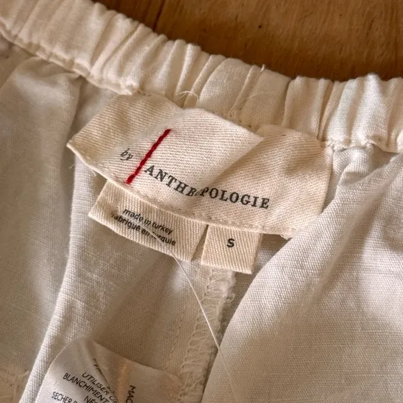 Anthropologie Linen Blend Ivory Tap Shorts Size Small