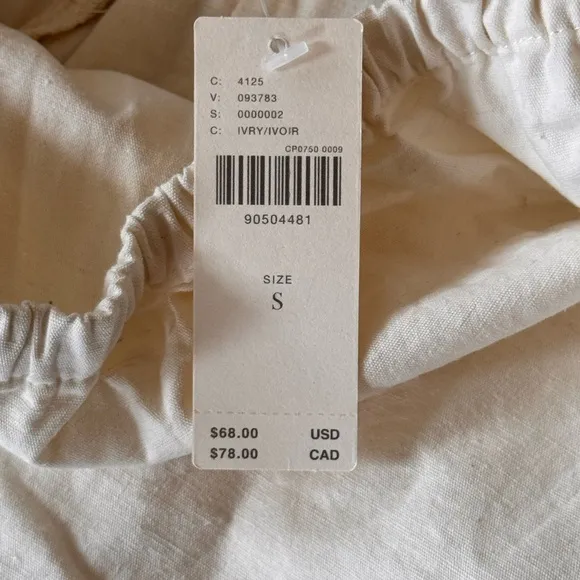 Anthropologie Linen Blend Ivory Tap Shorts Size Small
