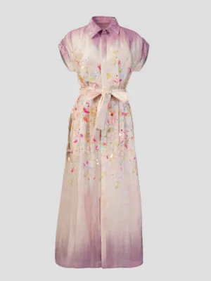 Aqua Bloom Mirage Shirt Dress