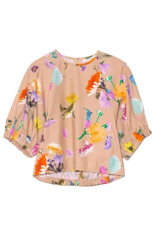Arya Print Shirred Sleeve Top