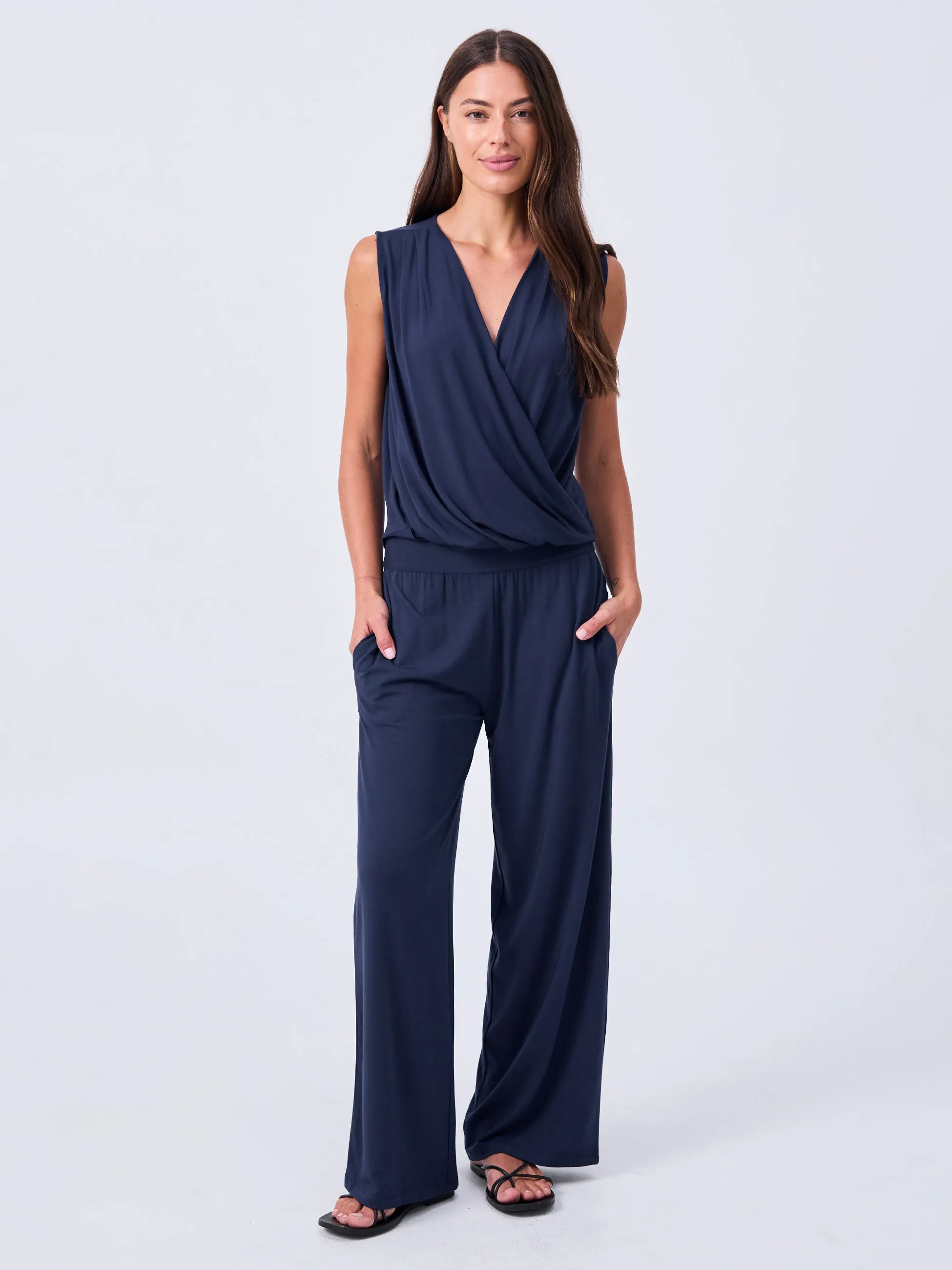 Athena Drape Top - Navy