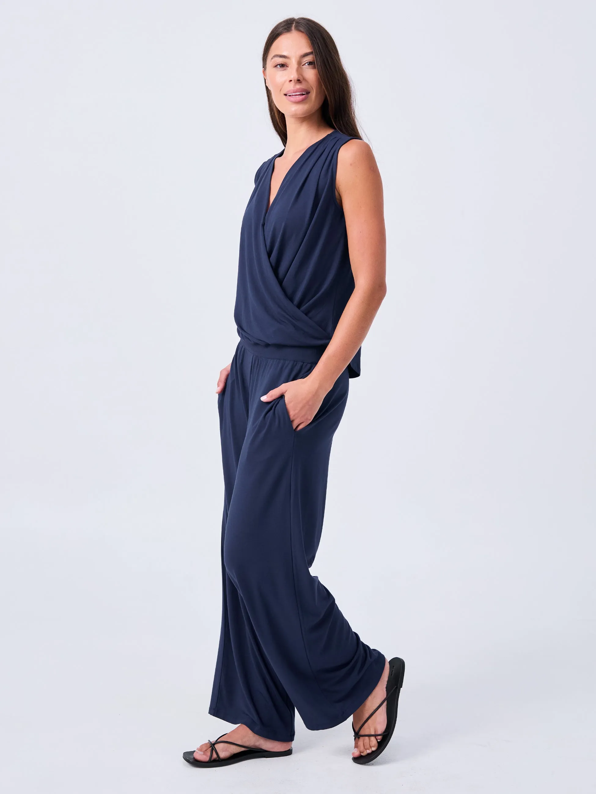 Athena Drape Top - Navy