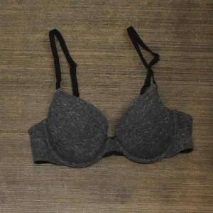 Auden Everyday Lightly Lined Cotton Demi T-Shirt Bra Dark Charcoal Gray 36A
