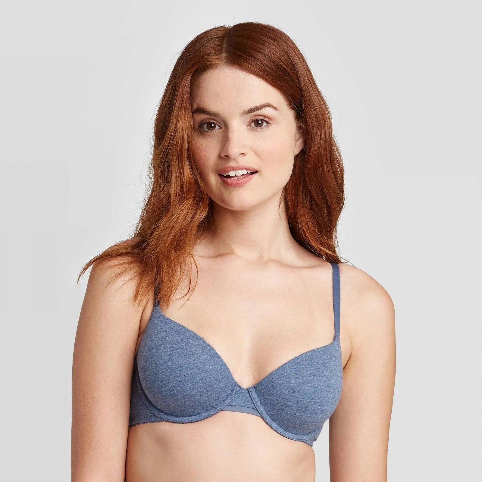 Auden Women's Everyday Cotton Demi Lightly Lined T-Shirt Bra Navy Blue 36A