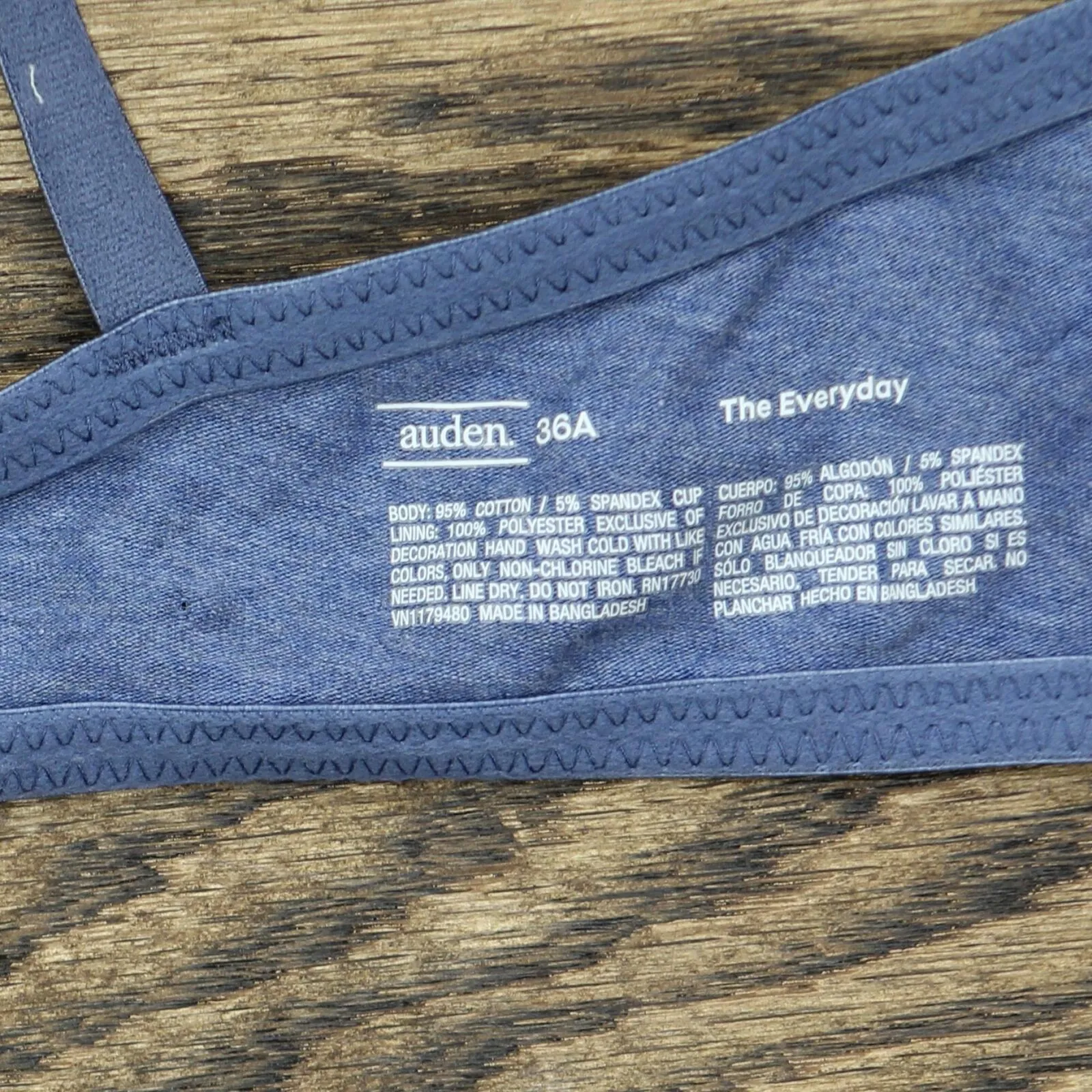 Auden Women's Everyday Cotton Demi Lightly Lined T-Shirt Bra Navy Blue 36A