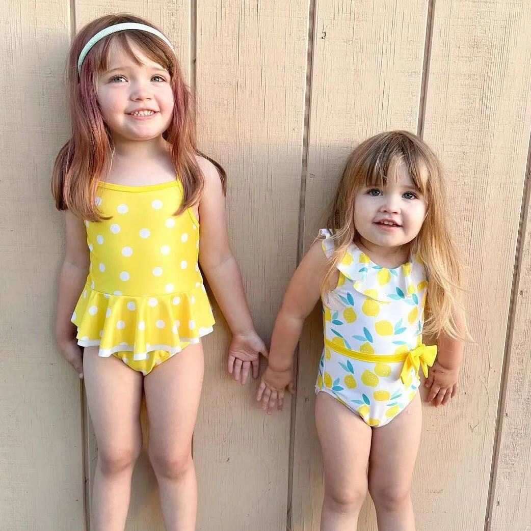Baby & Toddler Girls UPF 50  Lemon Squeeze One-Piece Swimsuit With Ruffle
