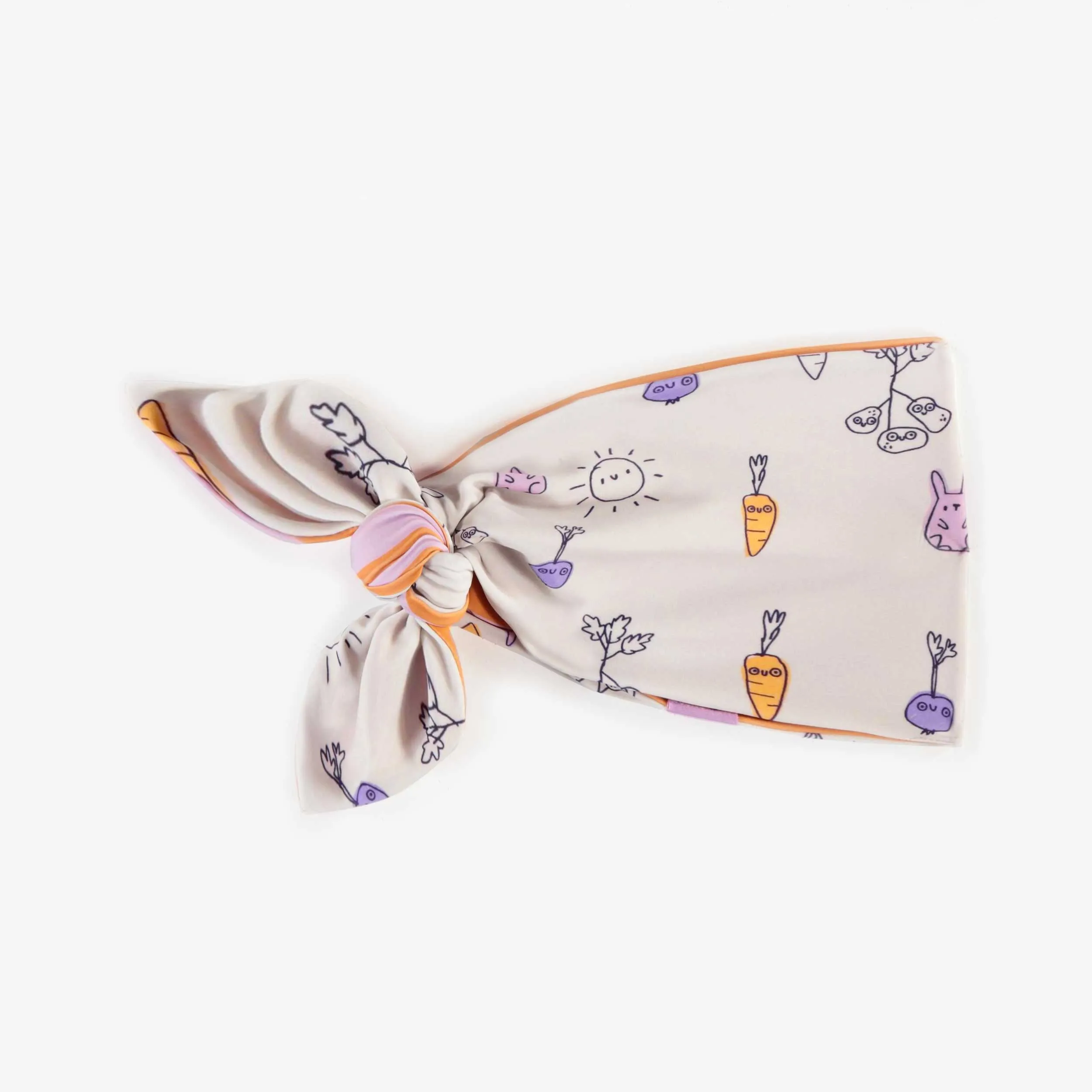 Bandeau noué mauve réversible, enfant || Reversible purple knotted headband, child