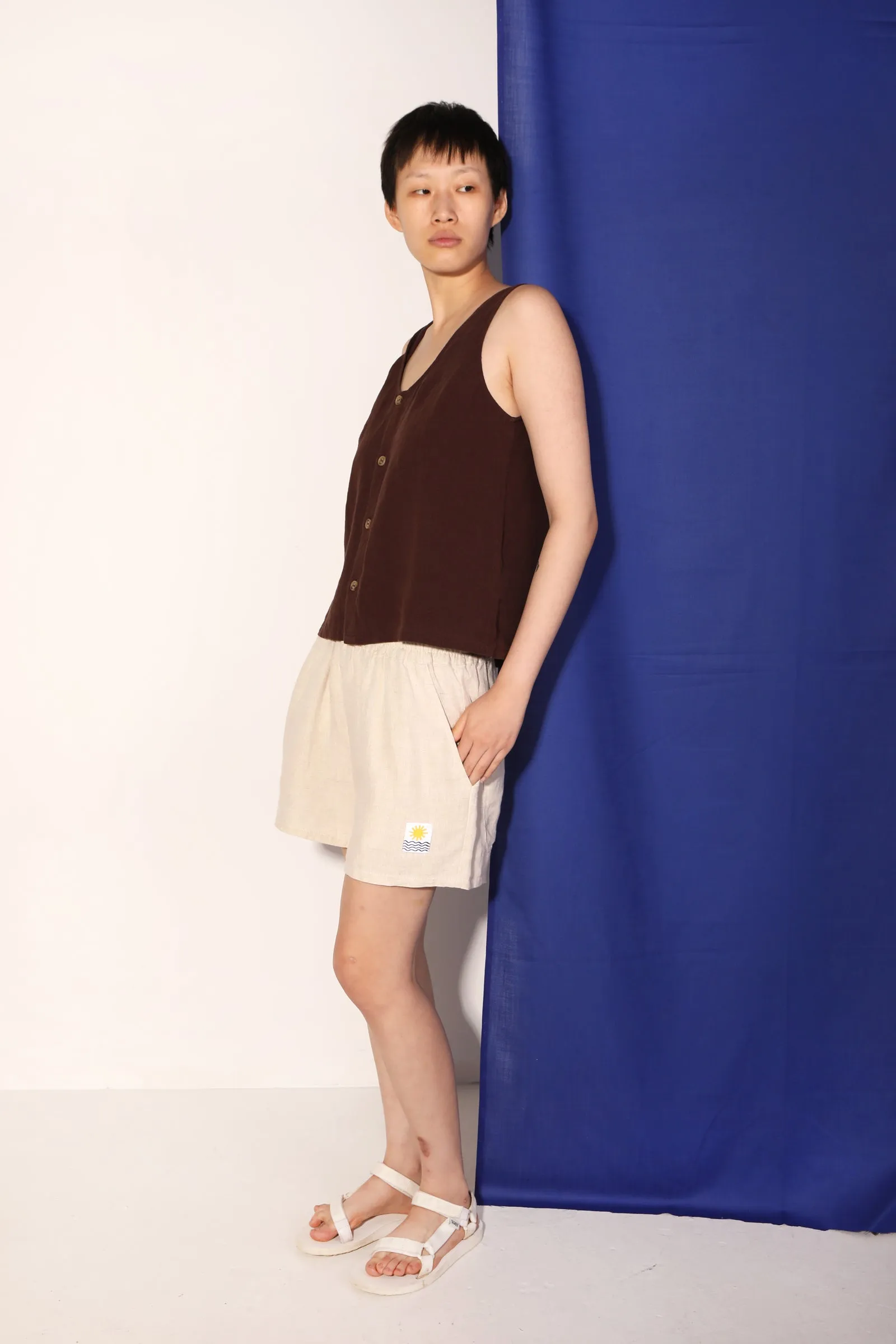 Basic Linen Shorts Cream