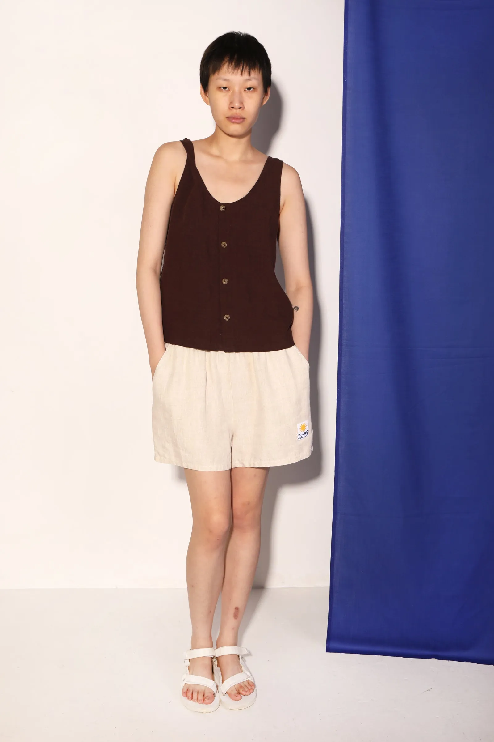 Basic Linen Shorts Cream