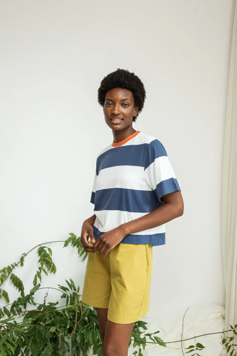 Bay-Sue Organic Cotton Top in Midnight and White Bold Stripe