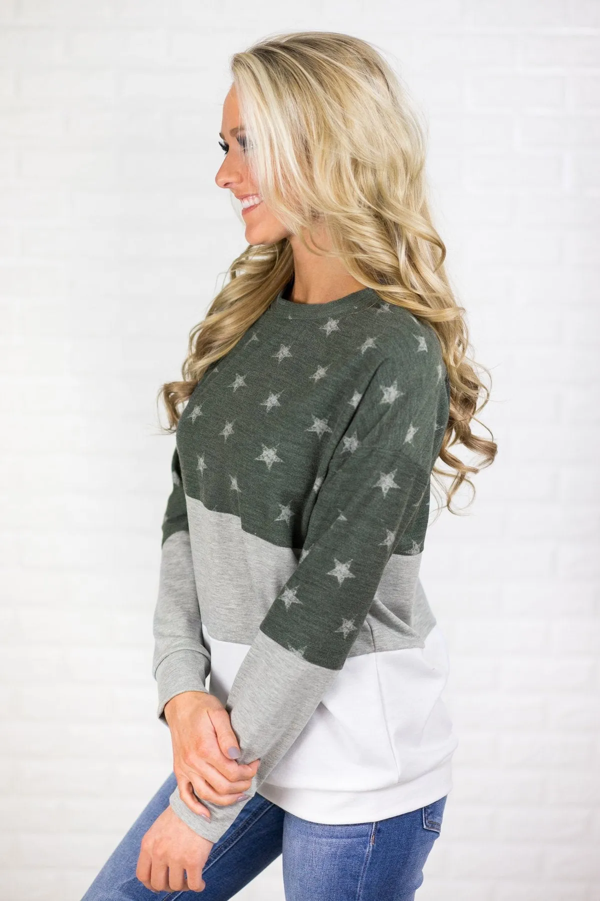 Be a Star Sweater - Grunge Green