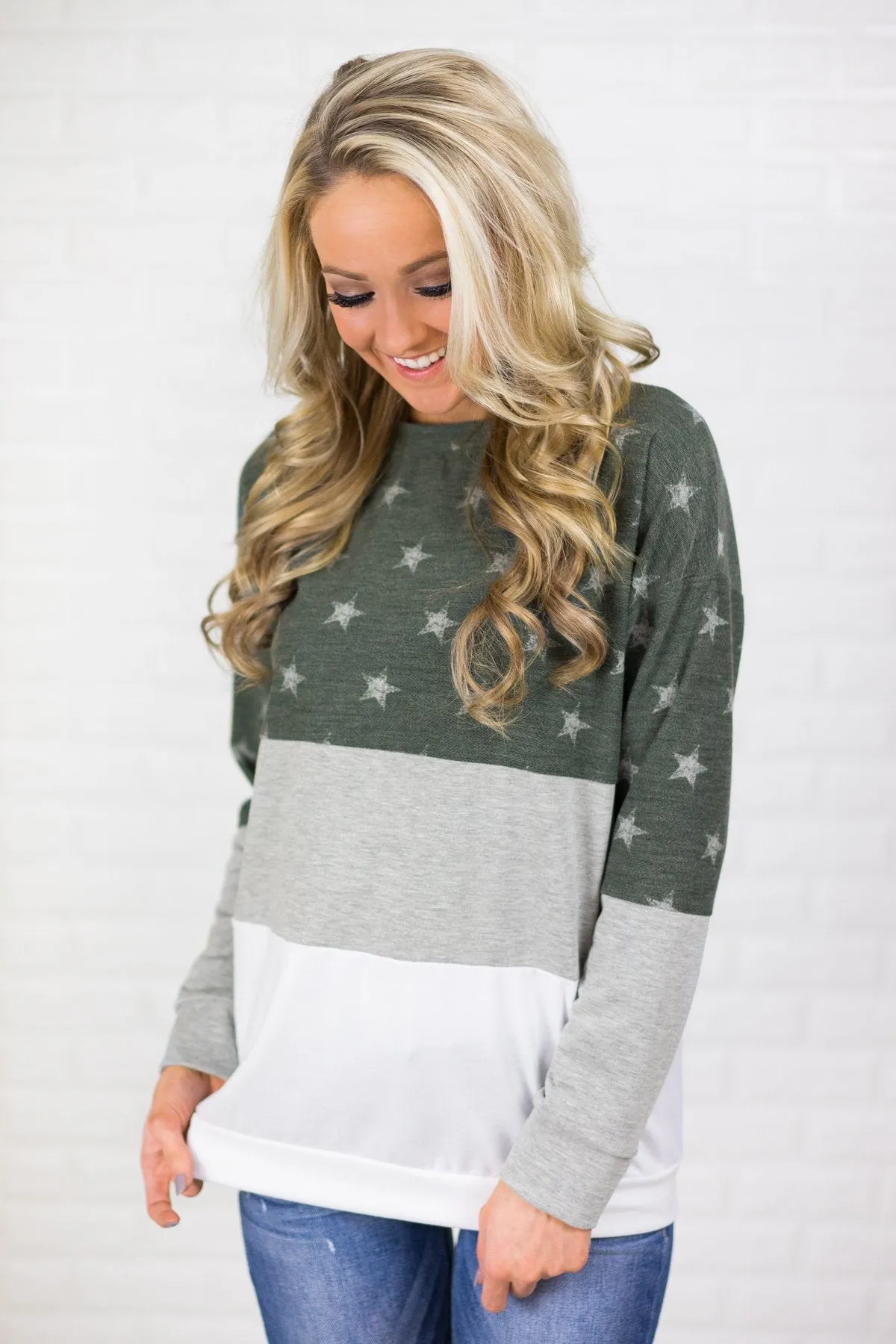 Be a Star Sweater - Grunge Green